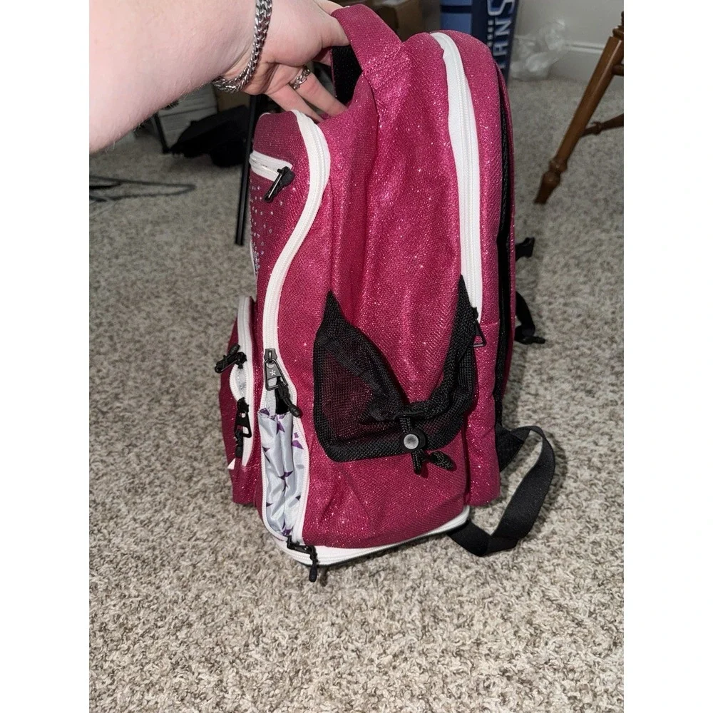 Rebel Dream Bag‎ W/ Crystal Logo Dance Cheer Expanding Athletic Backpack Pink